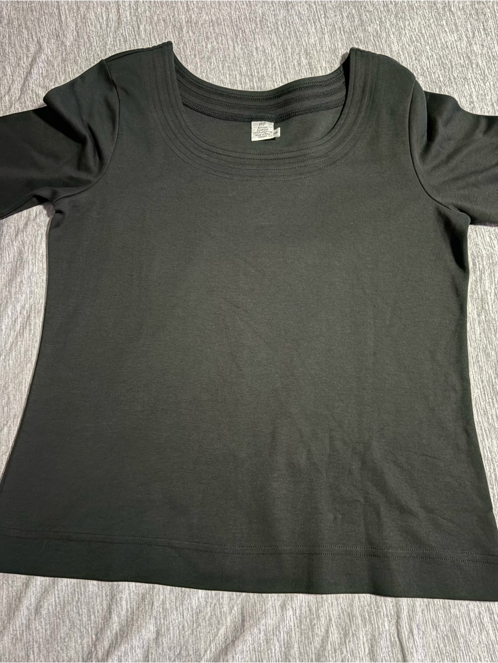 Peruvian Connection Black Scoop Neck Short Sleeve Tee